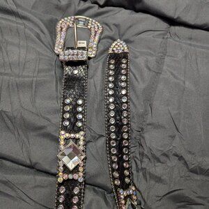 Blinged-out Nocona Leather Cowboy Belt XL
